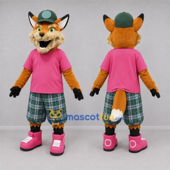Custom Orange and Pink Fox Mascot Costume Adult Full Body Suit for School Events