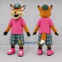 Custom Orange and Pink Fox Mascot Costume Adult Full Body Suit for School Events