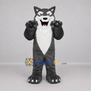 Custom Gray and White Wolf Mascot Costume Adult Full Body Suit for Sports Events Custom Gray and White Wolf Mascot Costume Adult Full Body Suit for Sports Events