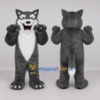 Custom Gray and White Wolf Mascot Costume Adult Full Body Suit for Sports Events