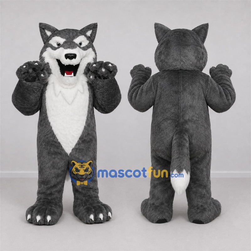 Custom Gray and White Wolf Mascot Costume Adult Full Body Suit for Sports Events Custom Gray and White Wolf Mascot Costume Adult Full Body Suit for Sports Events