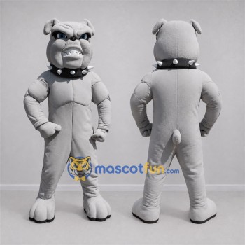 Custom Gray Bulldog Mascot Costume Adult Full Body Suit for Sports Events