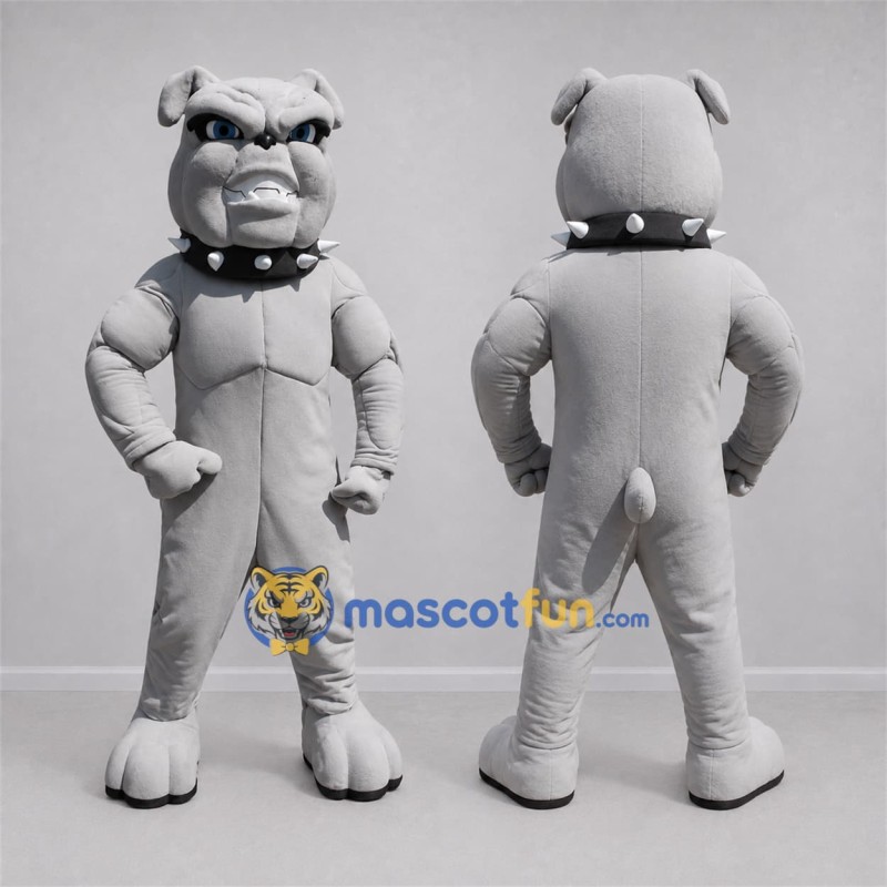Custom Gray Bulldog Mascot Costume Adult Full Body Suit for Sports Events