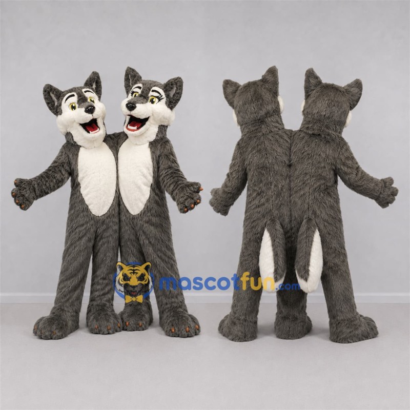 Custom Gray and White Husky Dog Mascot Costume Adult Full Body Suit for Pet Events Custom Gray and White Husky Dog Mascot Costume Adult Full Body Suit for Pet Events