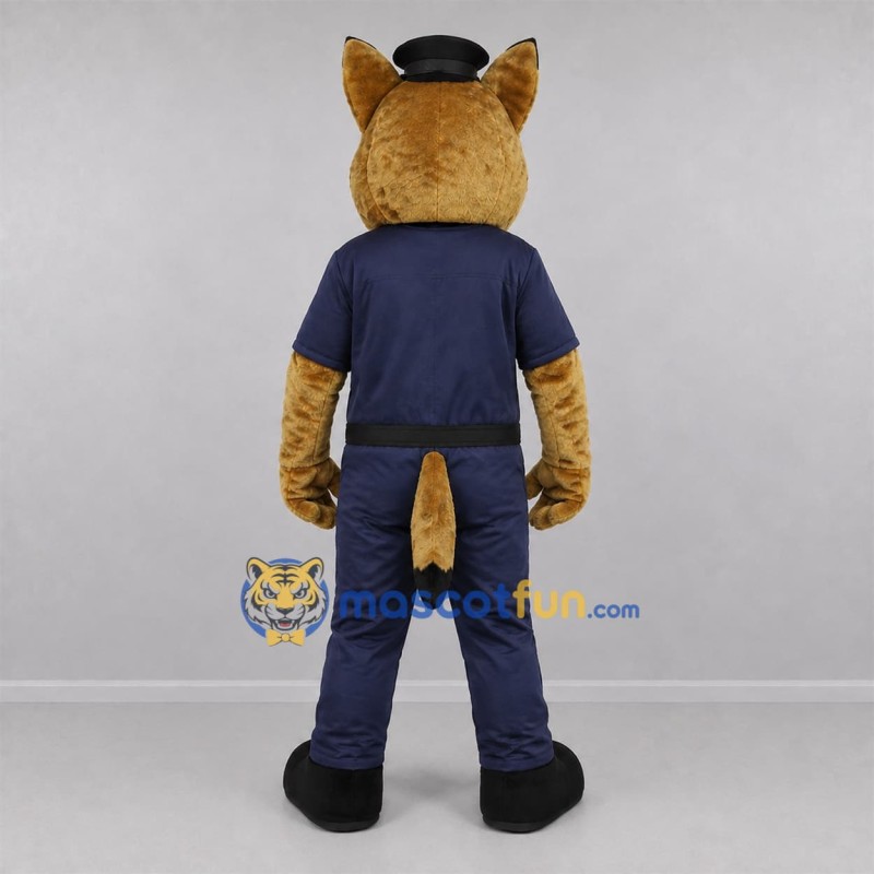 Custom Tan and Navy Blue Police Dog Mascot Costume Adult Full Body Suit for Community Events Custom Tan and Navy Blue Police Dog Mascot Costume Adult Full Body Suit for Community Events