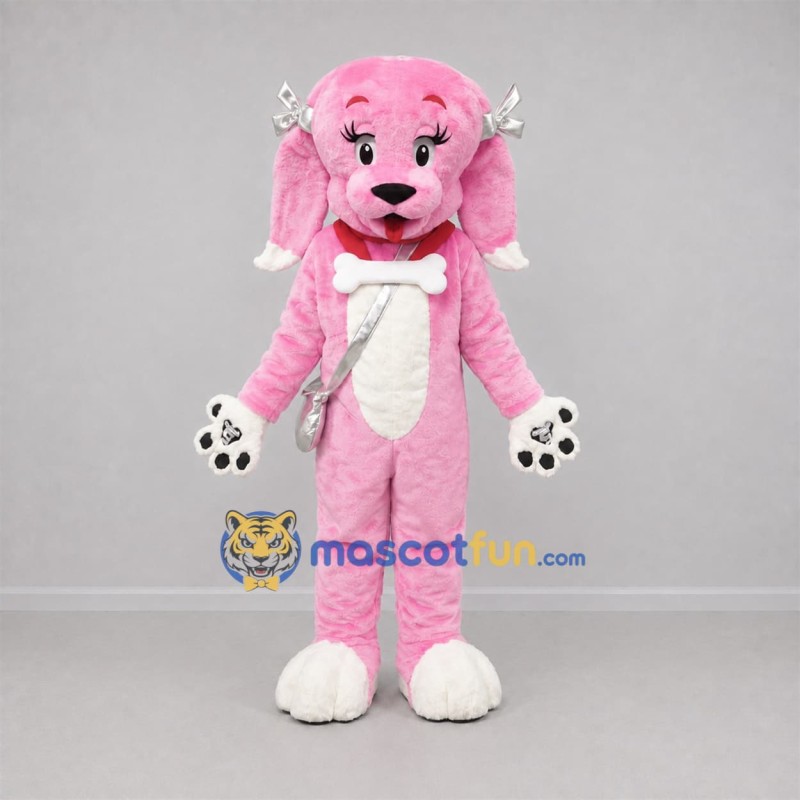 Custom Pink and White Poodle Mascot Costume Adult Full Body Suit for Pet Events Custom Pink and White Poodle Mascot Costume Adult Full Body Suit for Pet Events