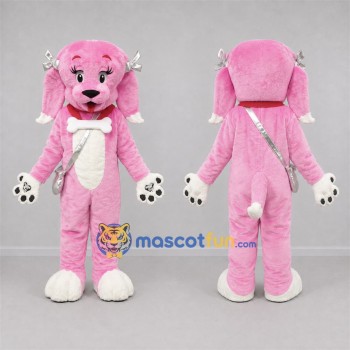 Custom Pink and White Poodle Mascot Costume Adult Full Body Suit for Pet Events
