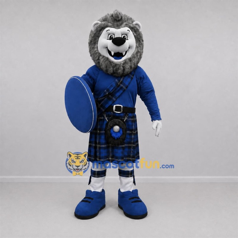 Custom Gray and Blue Lion Mascot Costume Adult Full Body Suit for Stage Performances Custom Gray and Blue Lion Mascot Costume Adult Full Body Suit for Stage Performances