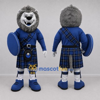Custom Gray and Blue Lion Mascot Costume Adult Full Body Suit for Stage Performances