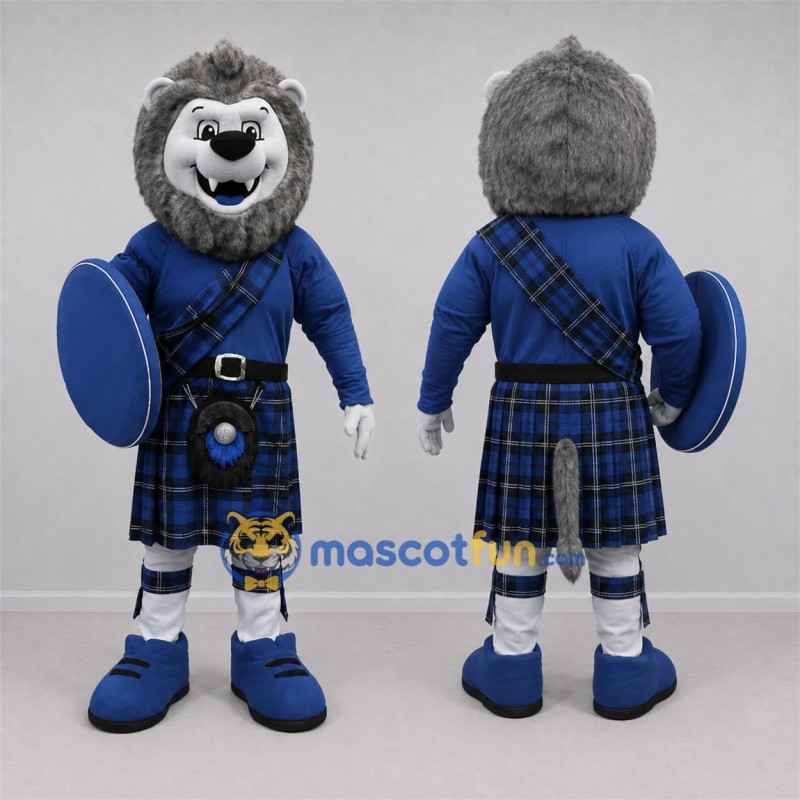 Custom Gray and Blue Lion Mascot Costume Adult Full Body Suit for Stage Performances Custom Gray and Blue Lion Mascot Costume Adult Full Body Suit for Stage Performances