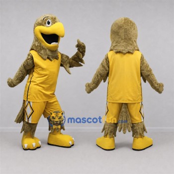 Custom Brown and Yellow Eagle Mascot Costume Adult Full Body Suit for Sports Events