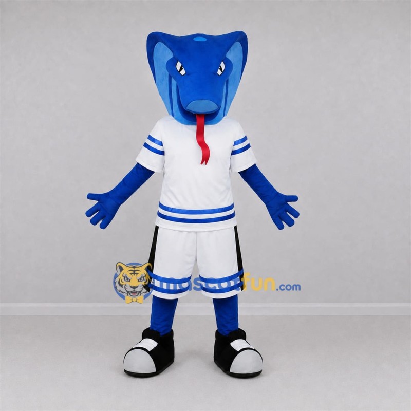 Custom Blue and White Cobra Mascot Costume Adult Full Body Suit for Sports Events Custom Blue and White Cobra Mascot Costume Adult Full Body Suit for Sports Events