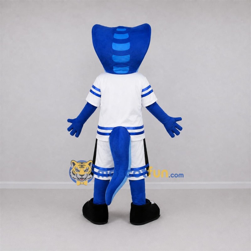 Custom Blue and White Cobra Mascot Costume Adult Full Body Suit for Sports Events Custom Blue and White Cobra Mascot Costume Adult Full Body Suit for Sports Events