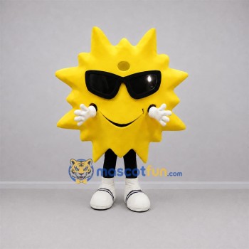 Custom Yellow and Black Sun Mascot Costume Adult Full Body Suit for Summer Events Custom Yellow and Black Sun Mascot Costume Adult Full Body Suit for Summer Events