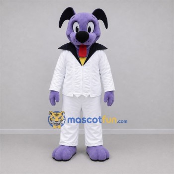 Custom Purple and White Dog Mascot Costume Adult Full Body Suit for Stage Performances Custom Purple and White Dog Mascot Costume Adult Full Body Suit for Stage Performances