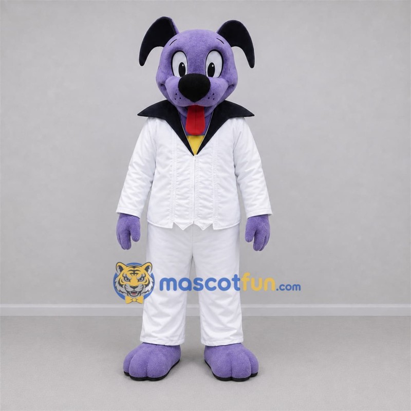 Custom Purple and White Dog Mascot Costume Adult Full Body Suit for Stage Performances Custom Purple and White Dog Mascot Costume Adult Full Body Suit for Stage Performances