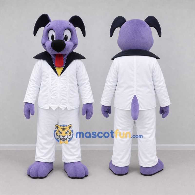 Custom Purple and White Dog Mascot Costume Adult Full Body Suit for Stage Performances Custom Purple and White Dog Mascot Costume Adult Full Body Suit for Stage Performances