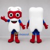 Custom White and Red Superhero Tooth Mascot Costume Adult Full Body Suit for Dental Events