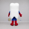 Custom White and Red Superhero Tooth Mascot Costume Adult Full Body Suit for Dental Events Custom White and Red Superhero Tooth Mascot Costume Adult Full Body Suit for Dental Events