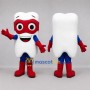 Custom White and Red Superhero Tooth Mascot Costume Adult Full Body Suit for Dental Events