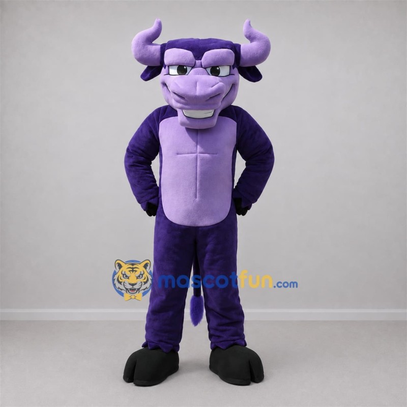 Custom Purple and Lavender Bull Mascot Costume Adult Full Body Suit for Sports Events