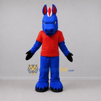 Custom Blue and Red Donkey Mascot Costume Adult Full Body Suit for School Events Custom Blue and Red Donkey Mascot Costume Adult Full Body Suit for School Events