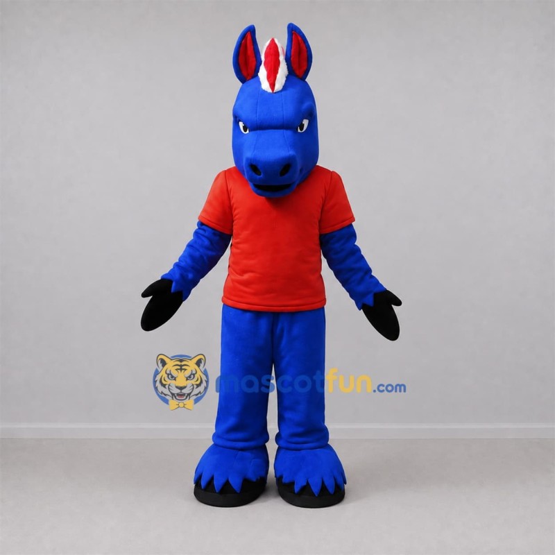 Custom Blue and Red Donkey Mascot Costume Adult Full Body Suit for School Events Custom Blue and Red Donkey Mascot Costume Adult Full Body Suit for School Events