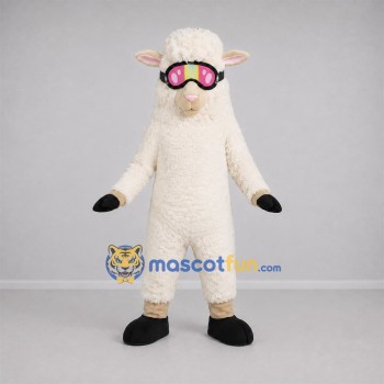 Custom White and Pink Sheep Mascot Costume Adult Full Body Suit for Winter Events Custom White and Pink Sheep Mascot Costume Adult Full Body Suit for Winter Events