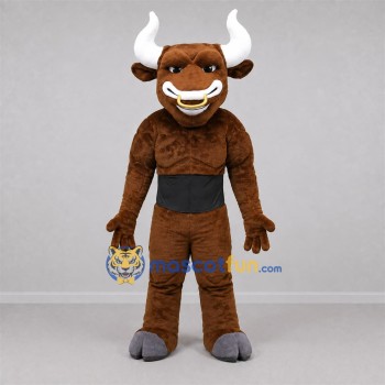 Custom Brown and White Bull Mascot Costume Adult Full Body Suit for Sports Events Custom Brown and White Bull Mascot Costume Adult Full Body Suit for Sports Events