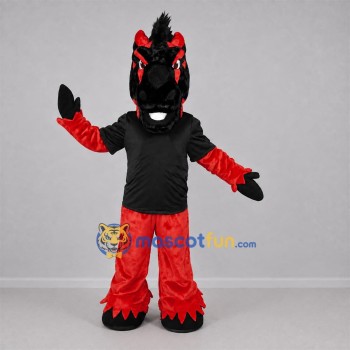 Custom Black and Red Horse Mascot Costume Adult Full Body Suit for Sports Events Custom Black and Red Horse Mascot Costume Adult Full Body Suit for Sports Events