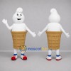 Custom White and Tan Ice Cream Cone Mascot Costume Adult Full Body Suit for Food Festivals