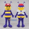 Custom Yellow and Purple Bee Mascot Costume Adult Full Body Suit for Garden Events