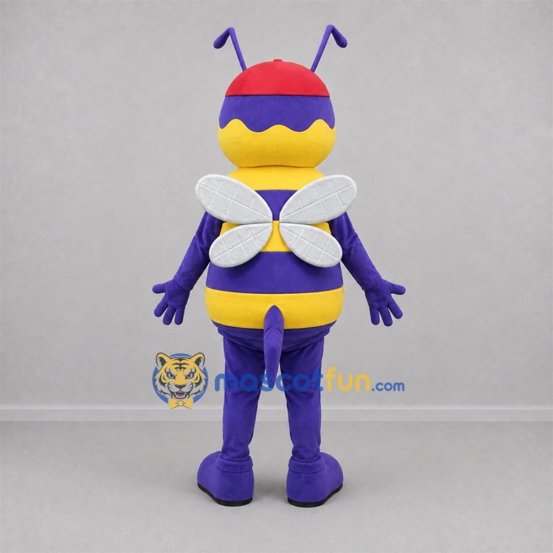Custom Yellow and Purple Bee Mascot Costume Adult Full Body Suit for Garden Events Custom Yellow and Purple Bee Mascot Costume Adult Full Body Suit for Garden Events
