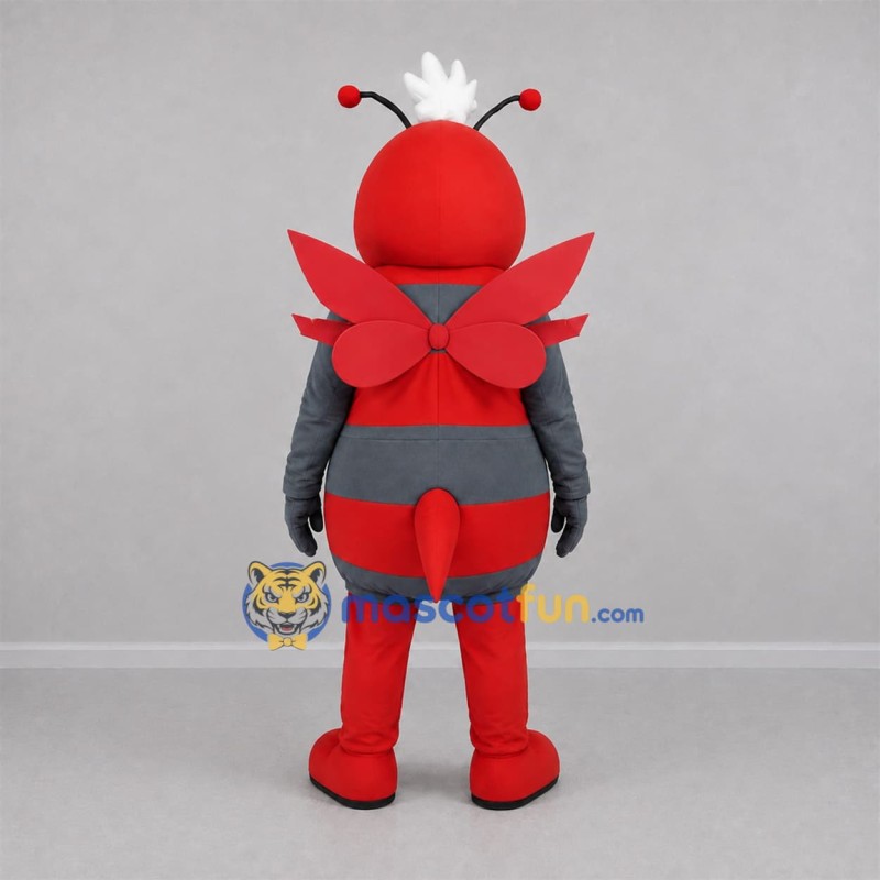 Custom Red and Gray Bee Mascot Costume Adult Full Body Suit for Garden Events Custom Red and Gray Bee Mascot Costume Adult Full Body Suit for Garden Events