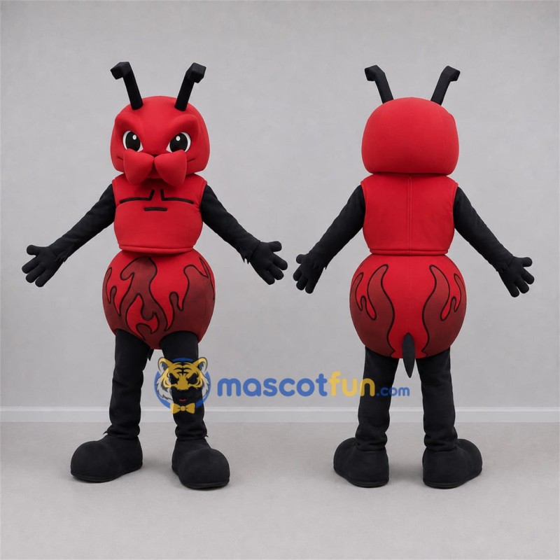 Custom Red and Black Fire Ant Mascot Costume Adult Full Body Suit for Sports Events