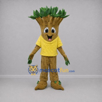 Custom Brown and Yellow Tree Mascot Costume Adult Full Body Suit for Environmental Events
