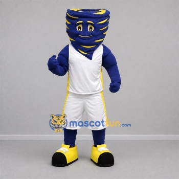 Custom Blue and Yellow Tornado Mascot Costume Adult Full Body Suit for Sports Events
