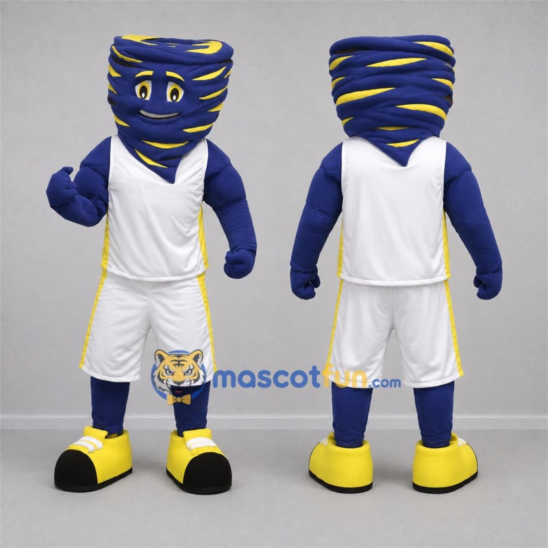 Custom Blue and Yellow Tornado Mascot Costume Adult Full Body Suit for Sports Events