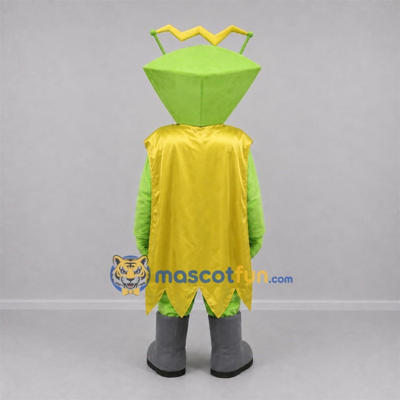 Custom Lime Green and Gold Alien Mascot Costume Adult Full Body Suit for Space Events Custom Lime Green and Gold Alien Mascot Costume Adult Full Body Suit for Space Events