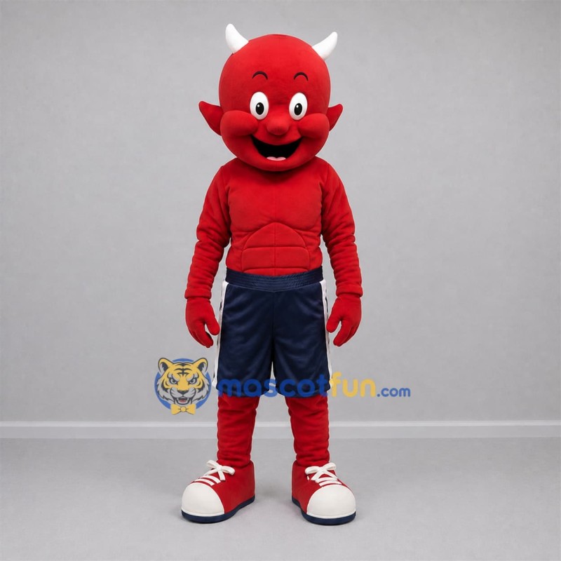 Custom Red and Navy Blue Devil Mascot Costume Adult Full Body Suit for Halloween Events Custom Red and Navy Blue Devil Mascot Costume Adult Full Body Suit for Halloween Events