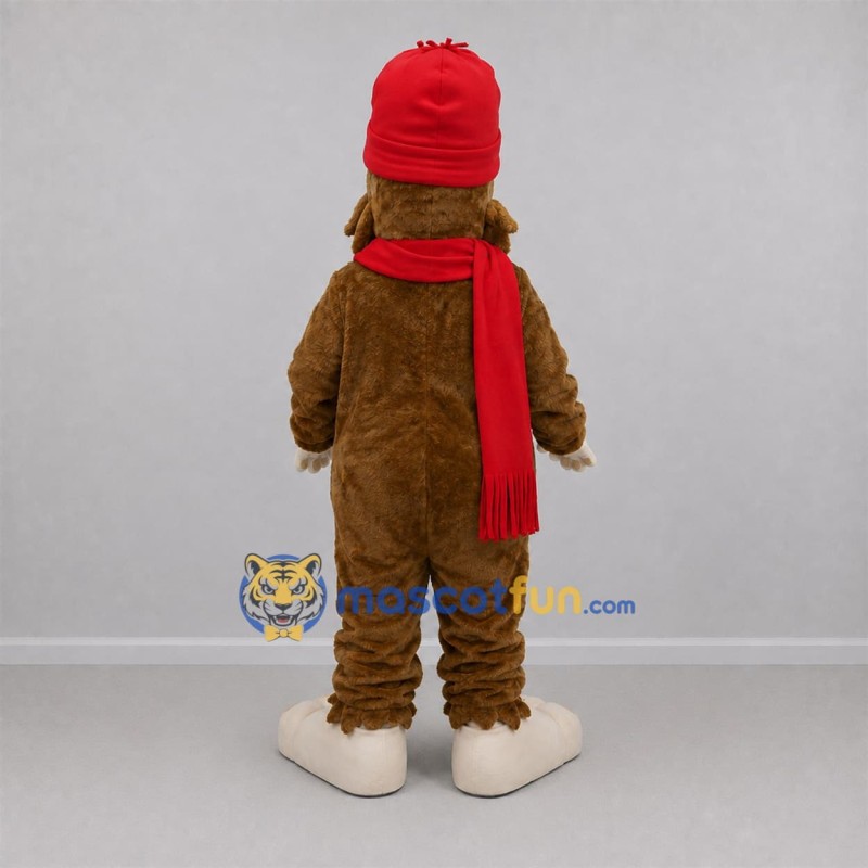 Custom Brown and Red Bigfoot Mascot Costume Adult Full Body Suit for Winter Events Custom Brown and Red Bigfoot Mascot Costume Adult Full Body Suit for Winter Events
