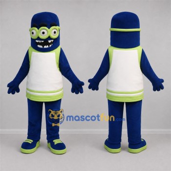 Custom Blue and Green Three-Eyed Monster Mascot Costume Adult Full Body Suit for Halloween Events