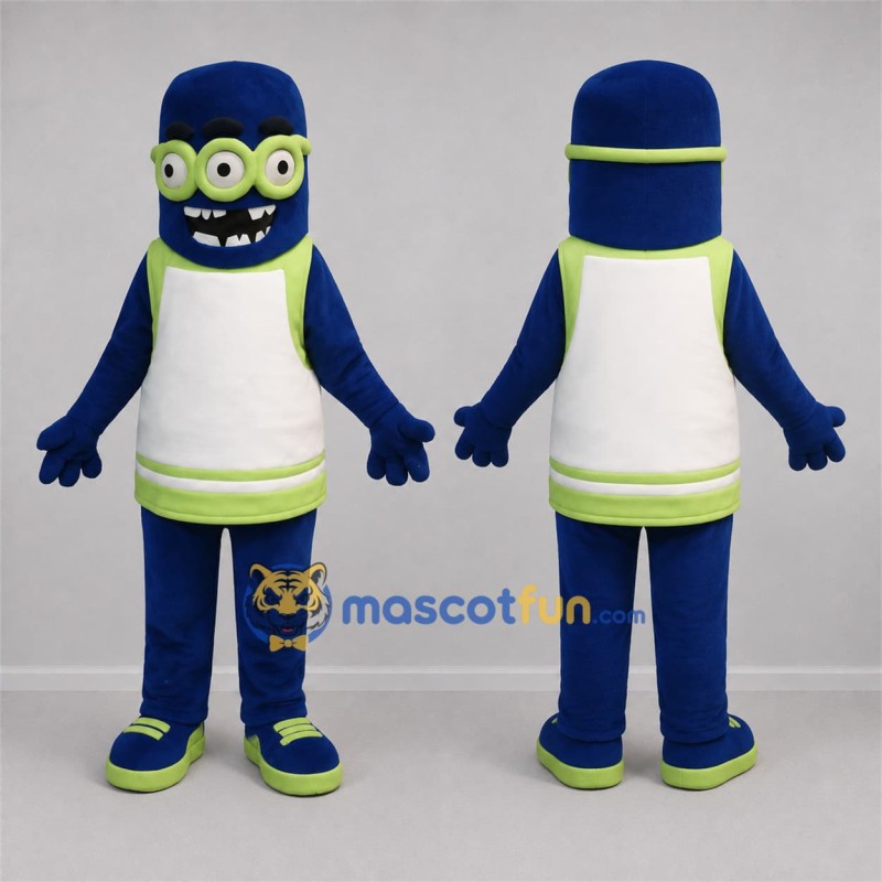 Custom Blue and Green Three-Eyed Monster Mascot Costume Adult Full Body Suit for Halloween Events Custom Blue and Green Three-Eyed Monster Mascot Costume Adult Full Body Suit for Halloween Events