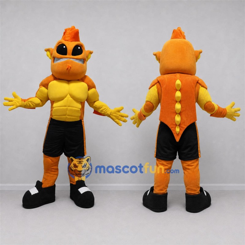 Custom Orange and Yellow Dragon Mascot Costume Adult Full Body Suit for Sports Events Custom Orange and Yellow Dragon Mascot Costume Adult Full Body Suit for Sports Events