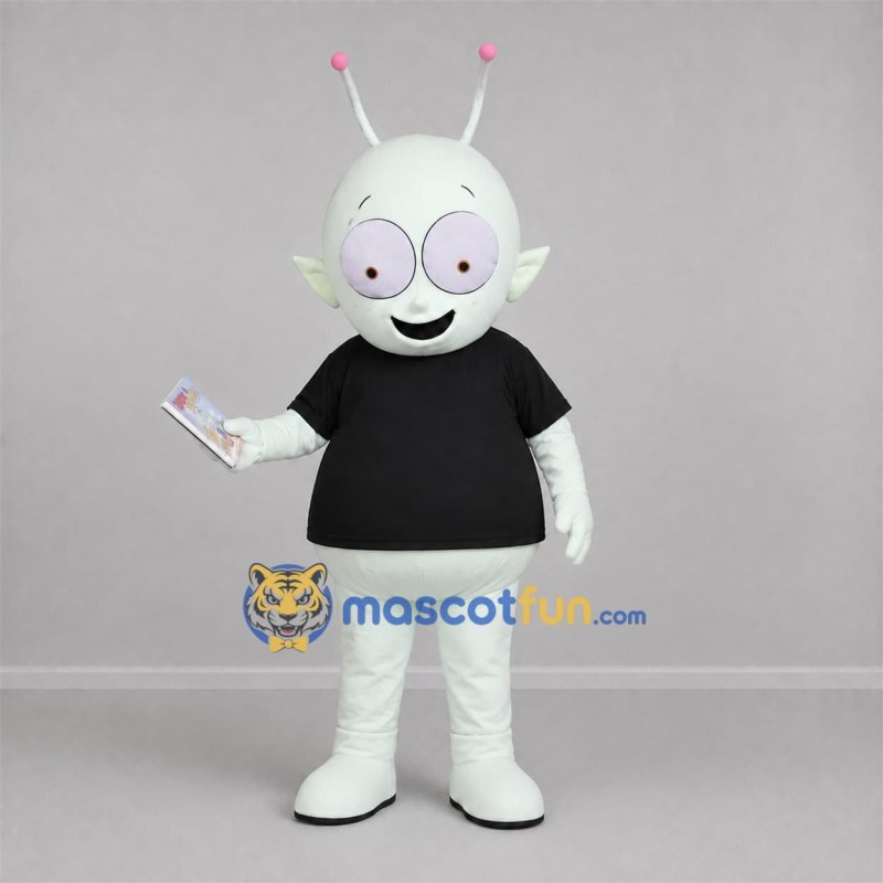 Custom Pale Green and Black Alien Mascot Costume Adult Full Body Suit for Space Events Custom Pale Green and Black Alien Mascot Costume Adult Full Body Suit for Space Events