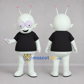 Custom Pale Green and Black Alien Mascot Costume Adult Full Body Suit for Space Events