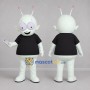 Custom Pale Green and Black Alien Mascot Costume Adult Full Body Suit for Space Events