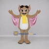 Custom Tan and Pink Aviator Bat Mascot Costume Adult Full Body Suit for Aviation Events Custom Tan and Pink Aviator Bat Mascot Costume Adult Full Body Suit for Aviation Events