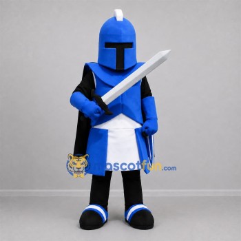 Custom Blue and Black Knight Mascot Costume Adult Full Body Suit for Medieval Events