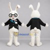 Custom White and Black Rabbit Mascot Costume Adult Full Body Suit for Storytelling Events Custom White and Black Rabbit Mascot Costume Adult Full Body Suit for Storytelling Events